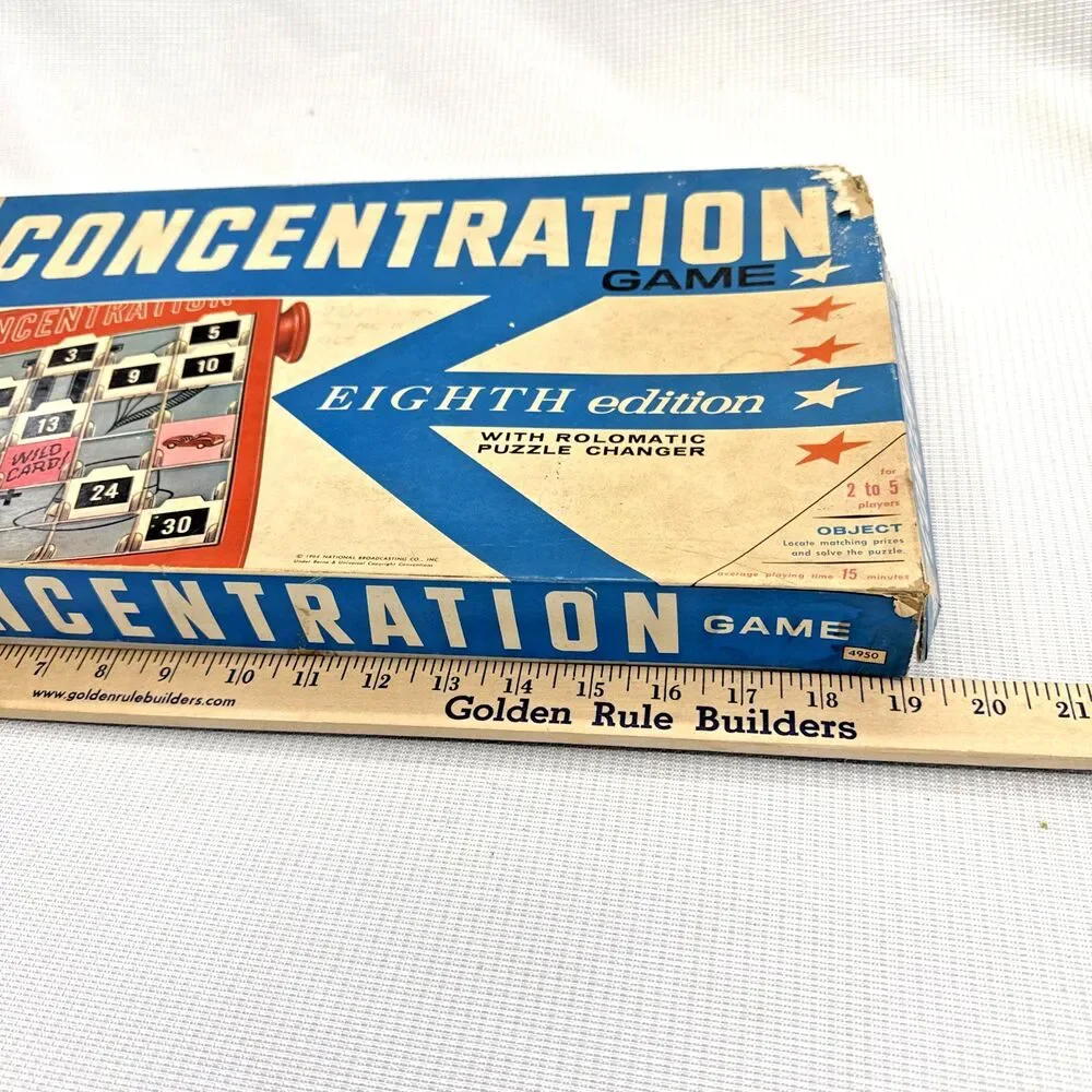 Vintage 1964 Concentration Board Game 8th Edition Milton Bradley No. 4950 USA